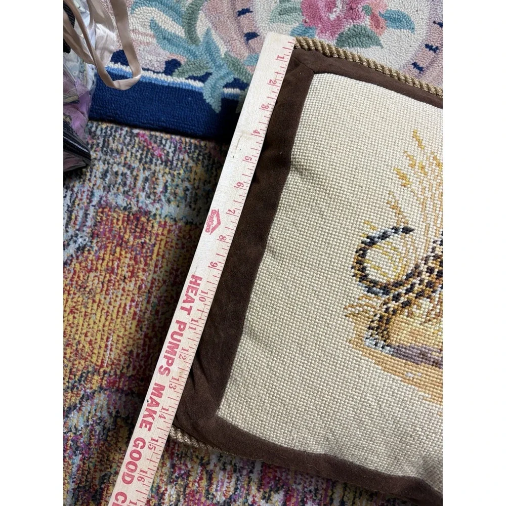 DIY Needlepoint Tapestry vintage throw pillow  